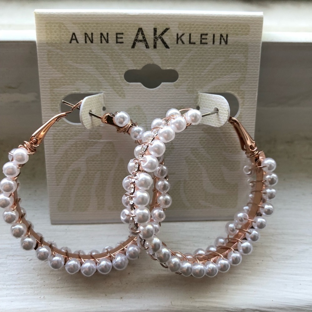 Anne Klein Pearl Hoop Earrings